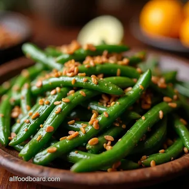 RestaurantStyle Chinese Green Beans With Garlic Sauce Recipe Recipe Card