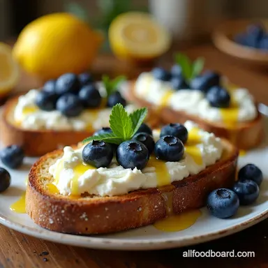 Creamy Cottage Cheese Blueberry Toast with Lemon Drizzle Recipe Card