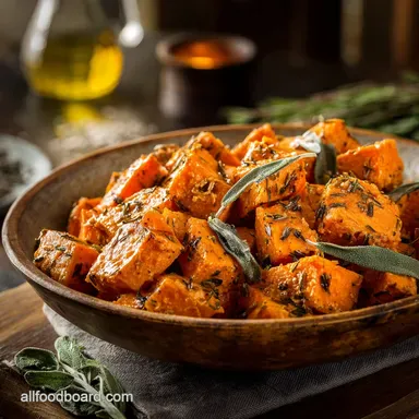 Thanksgiving Side Dishes: The Best Creamy Brown Butter Sage Sweet Potatoes Recipe Card