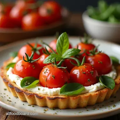 Cherry Tomato Tart with Herbed Ricotta Summer on a Plate Recipe Card