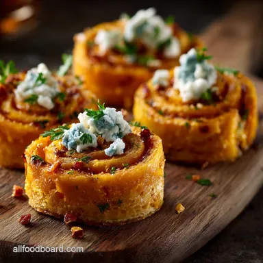 Fall Appetizers: Elegant Butternut Squash Goat Cheese Pinwheels Recipe Card