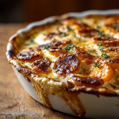 Thanksgiving Casserole Side Dishes: Butternut Squash Gratin with Crispy Gruy&egrave;re Recipe Card