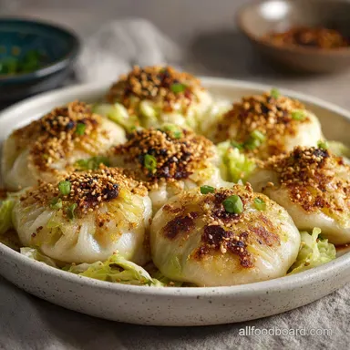Cabbage Noodle Buns Pan-Seared Golden Recipe Card