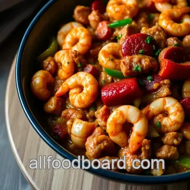 My Favorite Jambalaya Recipe: Cajun Comfort with Chicken, Shrimp & Sausage Recipe Card