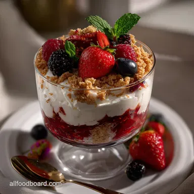 Festive New Years Eve Parfait Dessert Idea with Champagne Recipe Card