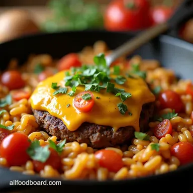 The Ultimate OnePot Cheeseburger Orzo Skillet Recipe Recipe Card