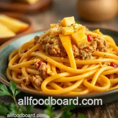Easy & Cheesy Creamy Burger Pasta with Cheddar Cheese: A Family Favorite Recipe Recipe Card