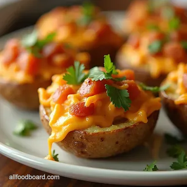 Cheesy Loaded Baked Potato Bites Easy Posh Potato Skins Recipe Card