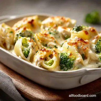 Chicken Alfredo Stuffed Shells with Broccoli Recipe