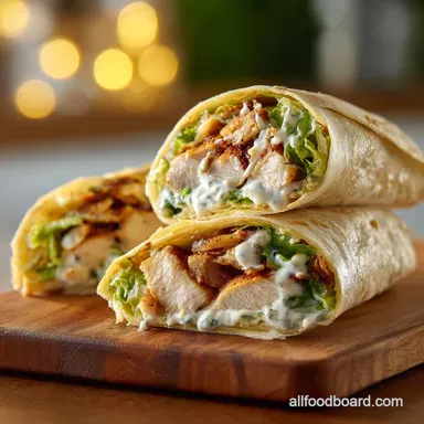 Chicken Caesar Wrap with Creamy Dressing for Quick Lunch or Dinner in 25 Minutes Recipe Card