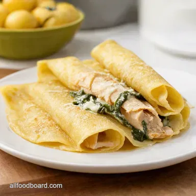 Chicken Florentine Crepes Creamy Parmesan Perfection Recipe Card