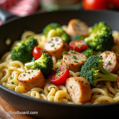 Chicken Sausage Broccoli Orzo OnePan Weeknight Wonder Recipe Card