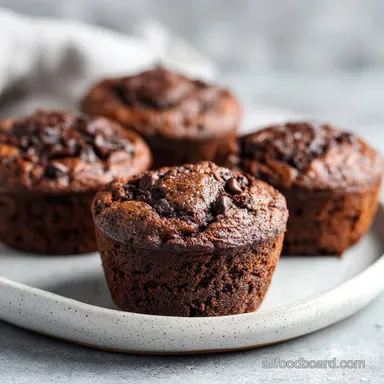Chocolate Zucchini Muffins: Moist Recipe for 12 Servings Recipe Card