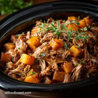 Fall Crockpot Recipes: Easy Cider Butternut Pulled Pork Recipe Card