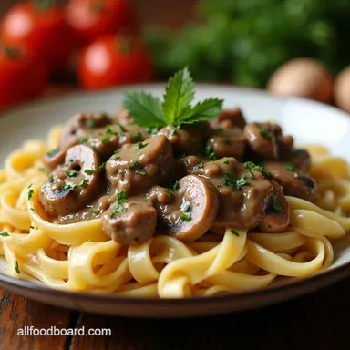 Creamy Beef Stroganoff With Mushrooms Weeknight Comfort Recipe Card