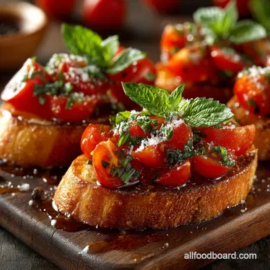 The Best Fresh Tomato Bruschetta Recipe Crisp Crostini Basil Recipe Card