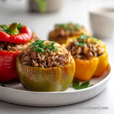 Ground Beef Stuffed Peppers: The Best Classic Rice Recipe Recipe Card
