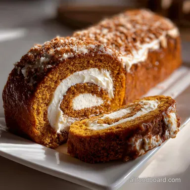 Classic Pumpkin Roll: Spiced Sponge Tangy Filling Recipe Card