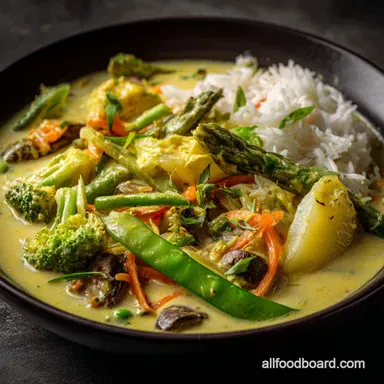 Coconut Ginger Vegetable Curry: Ultra Creamy Quick Dinner Recipe Card