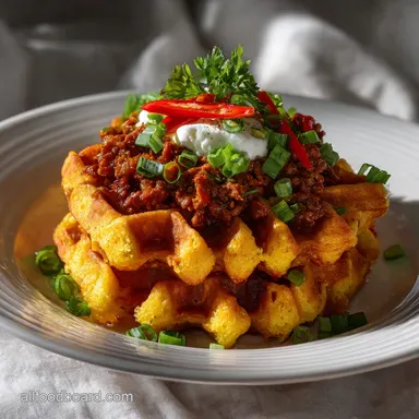 Cornbread Waffle with Chili: Crispy Crust Recipe Card