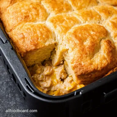 Cosoris Golden Chicken Biscuit Casserole Air Fryer Comfort Recipe Card