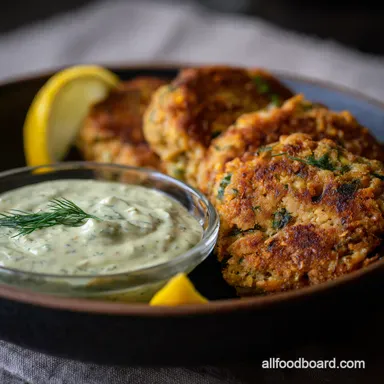 Cracking Canned Salmon Cakes: Zingy Lemon-Dill Aioli! Recipe Card