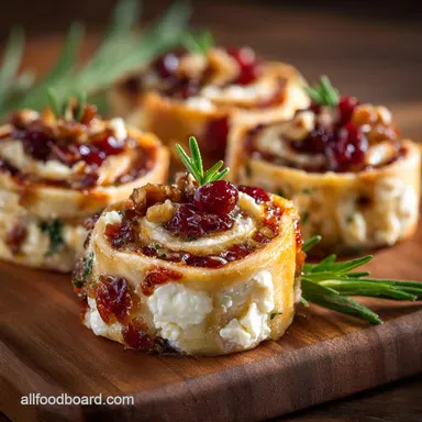 Christmas Appetizers Easy MakeAhead Cranberry Goat Cheese Pinwheels Recipe Card
