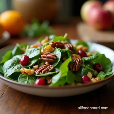 The Best Cranberry Pecan Spinach Salad with Maple Vinaigrette Recipe Card