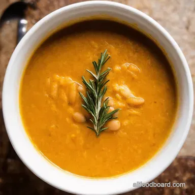 Creamy Garlic Rosemary Butter Bean Soup Easy Comfort Food Recipe Card