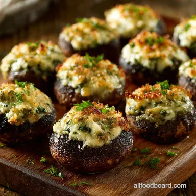 Cheese Stuffed Mushrooms: Easy, Creamy Garlic Herb Appetizers Recipe Card