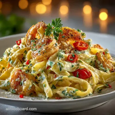 Chicken and Shrimp Alfredo: Restaurant Quality Fettuccine At Home Recipe Card