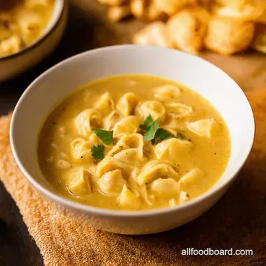 Creamy Chicken Tortellini Soup Proper Comfort Food Recipe Card