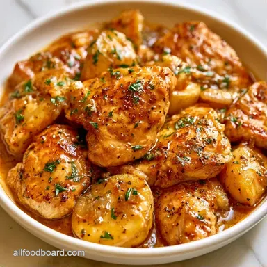 Creamy Garlic Chicken: Velvety Sauce Recipe Card