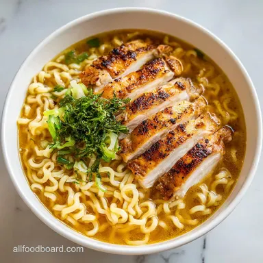 Creamy Garlic Chicken Ramen in 30 Mins Recipe Card