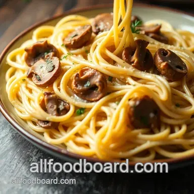 Delicious Recipe Ideas: Creamy Garlic Mushroom Pasta You'll Love Recipe Card