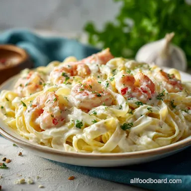 Creamy Shrimp Fettuccine Pasta with Homemade Alfredo Sauce and Garlic Ready in 30 Min