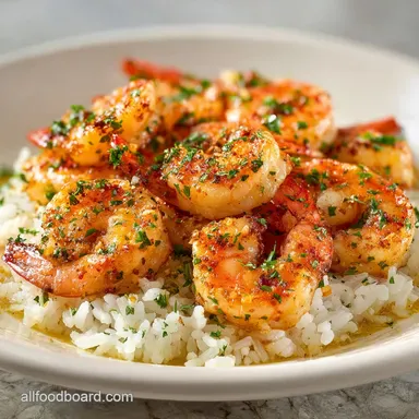 Rich Buttery Shrimp with Rice in 20 Min Recipe Card