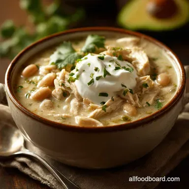 High Protein White Chicken Chili The Creamy MacroFriendly Winter Warmer Recipe Card