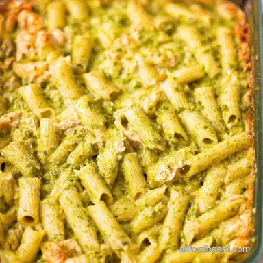 Creamy Pesto Chicken Pasta Bake Easy Comfort Food Recipe Card