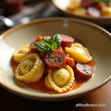 Tortellini with Sausage Mascarpone Quick Italian Comfort Recipe Card