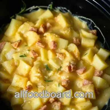 Easy & Creamy Scalloped Potatoes and Ham Slow Cooker: A Family Favorite Recipe Card