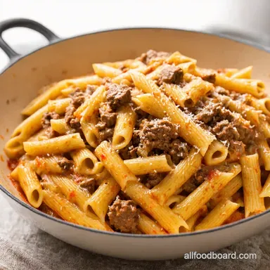 Creamy Ground Beef Pasta Easy OnePot Weeknight Dinner Recipe Card