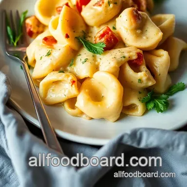 Potluck Ideas: Creamy Tortellini Bake - Easy Crowd Pleaser! Recipe Card