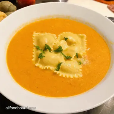 Creamy Tuscan Ravioli Soup Weeknight Italian Comfort Recipe Card