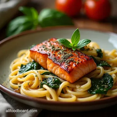 Easy Creamy Tuscan Salmon Pasta Recipe 40 Minutes Recipe Card