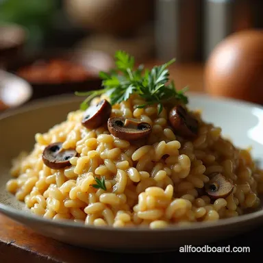 Rich Creamy Vegan Mushroom Risotto Recipe Easy Comfort Food Recipe Card