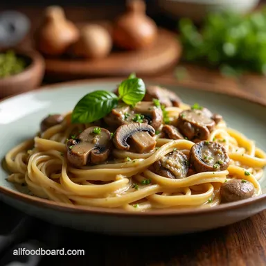 Creamy Vegan Mushroom Stroganoff with Umami Comfort Recipe Card