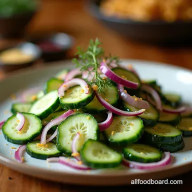 The Best Crisp Cucumber Onion Salad with Dill Vinaigrette Recipe Card