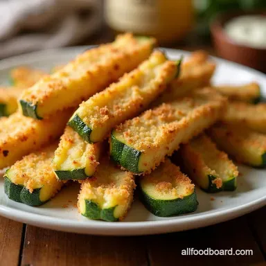 Crispy Baked Zucchini Fries Garlic Parmesan Goodness Recipe Card