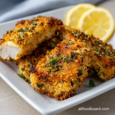 Healthy Air Fryer Recipes: Crispy Panko Lemon Chicken Breasts Recipe Card